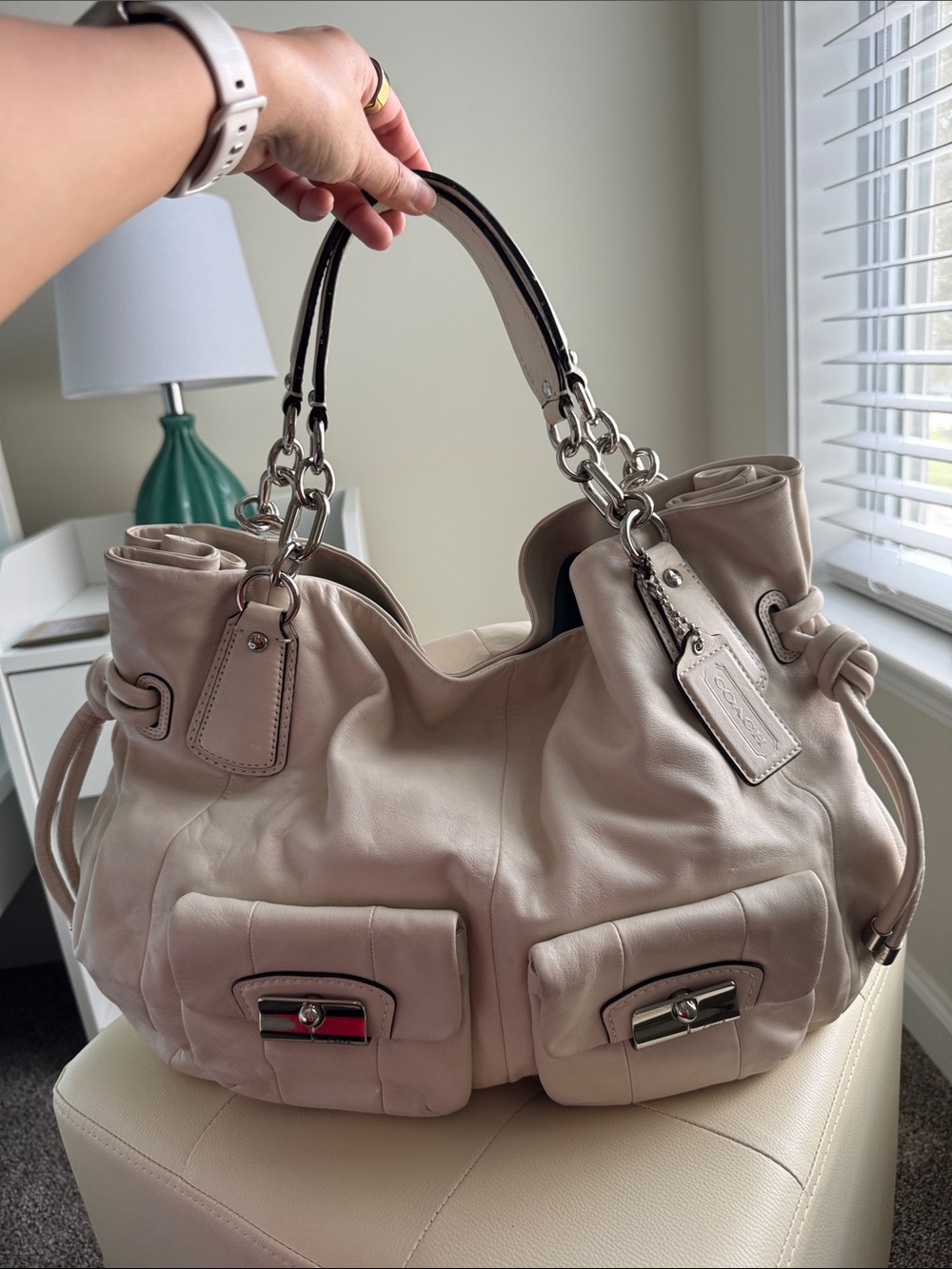 Coach Kristin Large Cream Leather Tote